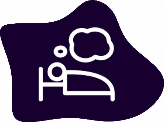 A modern purple shape with a white "dream" Icon on it, designed by dream-site